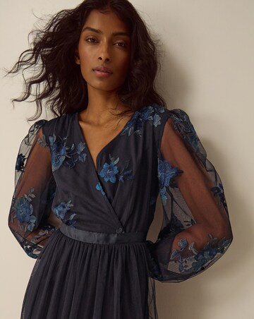 Monsoon Charlotte Floral Mesh Midi Dress