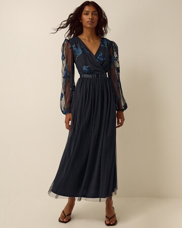 Monsoon Charlotte Floral Mesh Midi Dress