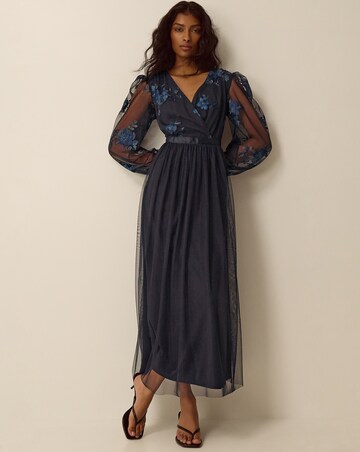 Monsoon Charlotte Floral Mesh Midi Dress