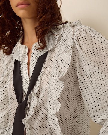 Monsoon Erica Polka Dot Ruffle Blouse