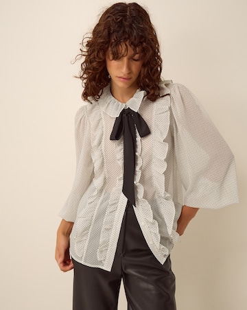 Monsoon Erica Polka Dot Ruffle Blouse