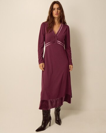 Monsoon Viv Velvet V-Neck Midi Dress