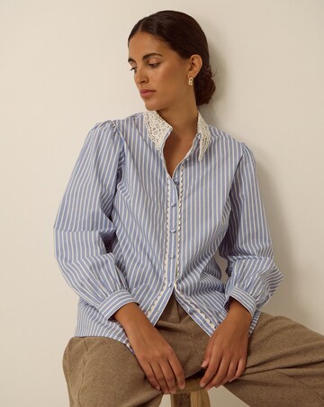 Monsoon Quinn Lace Collar Stripe Shirt