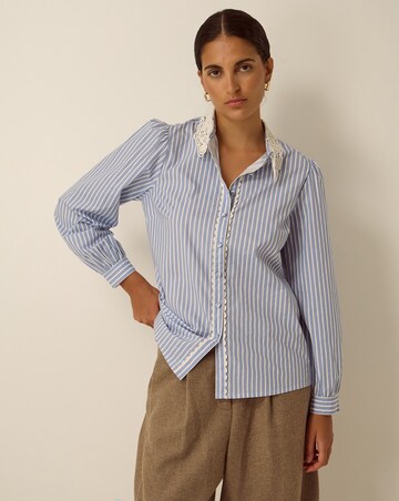 Monsoon Quinn Lace Collar Stripe Shirt