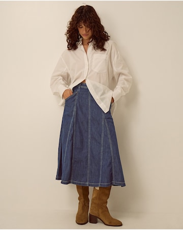 Monsoon Harper Godet Denim Midi Skirt