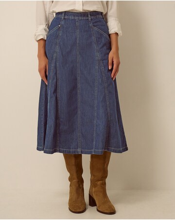 Monsoon Harper Godet Denim Midi Skirt