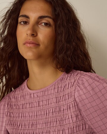 Monsoon Charli Check Smocked Jersey Top