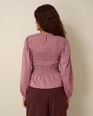 Monsoon Charli Check Smocked Jersey Top