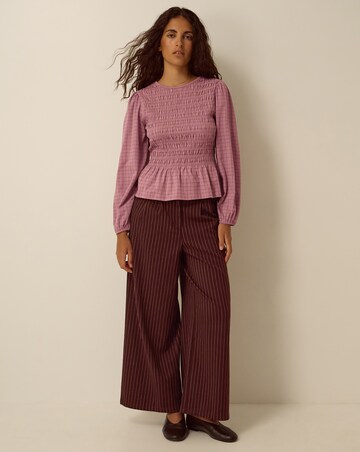 Monsoon Charli Check Smocked Jersey Top