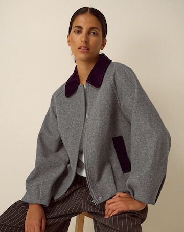 Monsoon Jess Velvet Trim Bomber Jacket