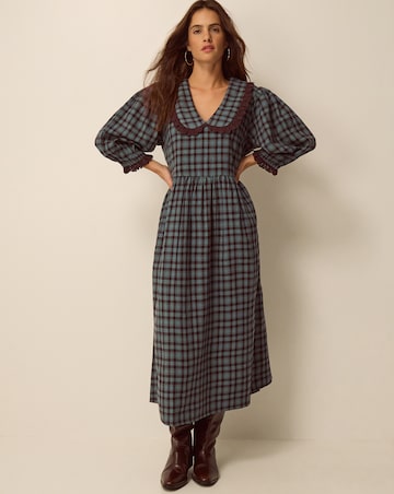 Monsoon Ruby Collar Check Midi Dress