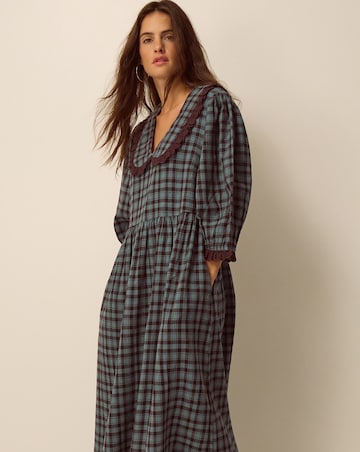 Monsoon Ruby Collar Check Midi Dress
