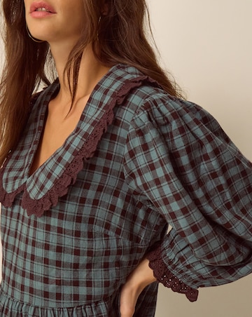 Monsoon Ruby Collar Check Midi Dress