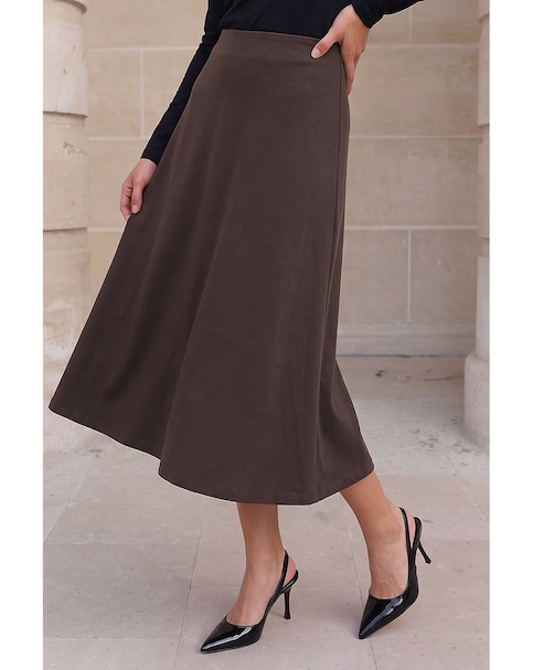 Roman Petite Ponte Stretch Midi Skirt