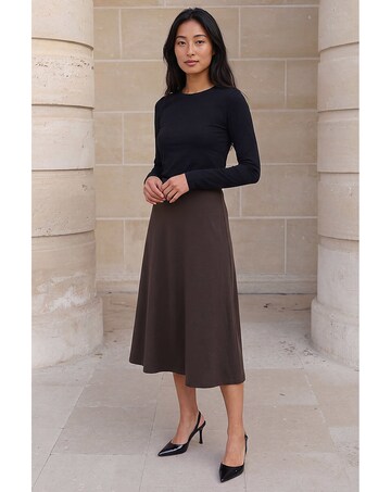 Roman Petite Ponte Stretch Midi Skirt