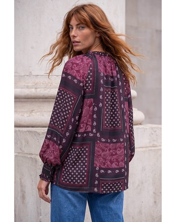 Roman Patchwork Print V-Neck Top