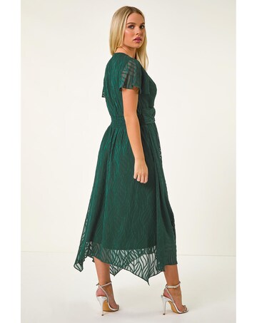 Roman Petite Front Twist Jacquard Dress