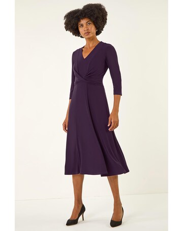 Roman Stretch Crossover Midi Dress