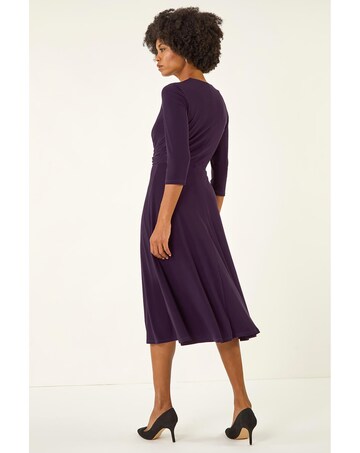 Roman Stretch Crossover Midi Dress