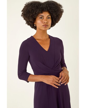 Roman Stretch Crossover Midi Dress