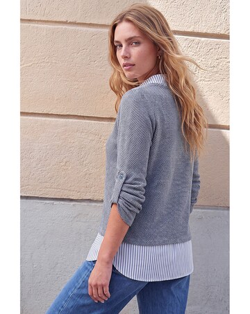 Roman Mock Shirt Textured Knit Jumper