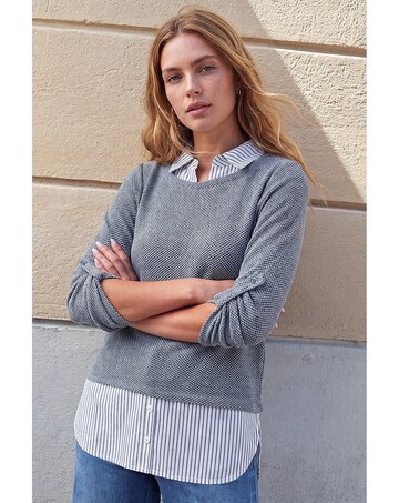 Roman Mock Shirt Textured Knit Jumper