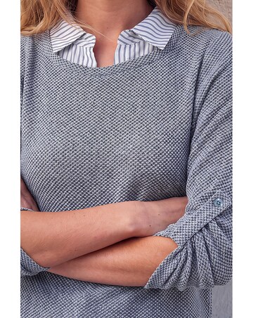Roman Mock Shirt Textured Knit Jumper