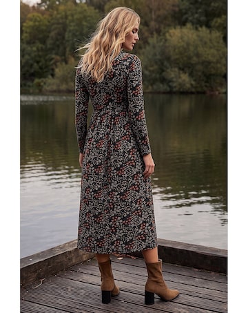 Roman Ditsy Floral Gathered Midi Dress