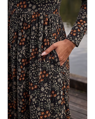 Roman Ditsy Floral Gathered Midi Dress