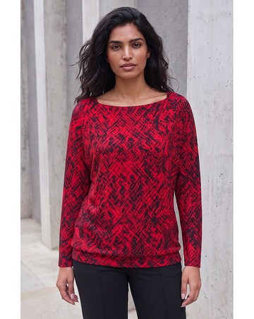 Roman Abstract Print Banded Hem Top