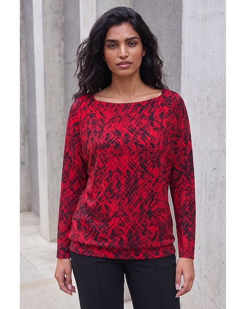 Roman Abstract Print Banded Hem Top