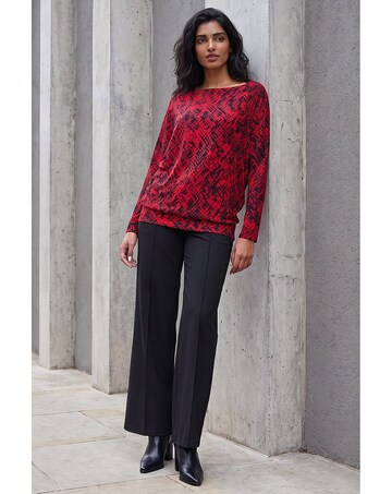 Roman Abstract Print Banded Hem Top