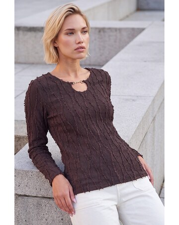 Roman Horsebit Trim Textured Top