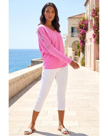 Roman Bow Sleeve V-Neck Knit Jumper