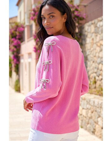 Roman Bow Sleeve V-Neck Knit Jumper