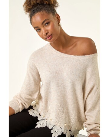 Roman Floral Lace Trim Knit Jumper