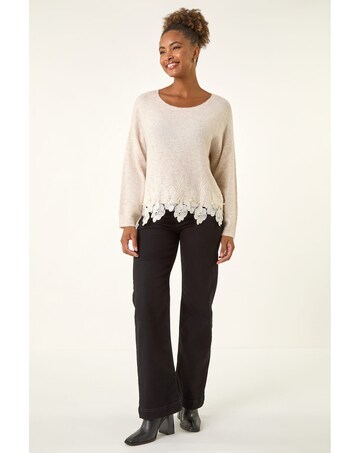 Roman Floral Lace Trim Knit Jumper