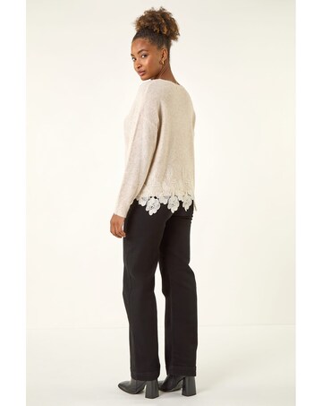 Roman Floral Lace Trim Knit Jumper