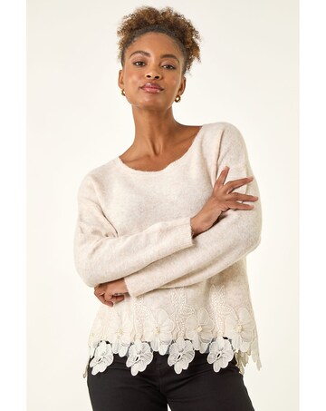 Roman Floral Lace Trim Knit Jumper