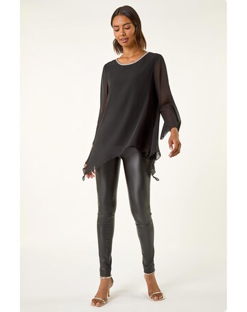 Roman Sparkly Asymmetric Chiffon Top