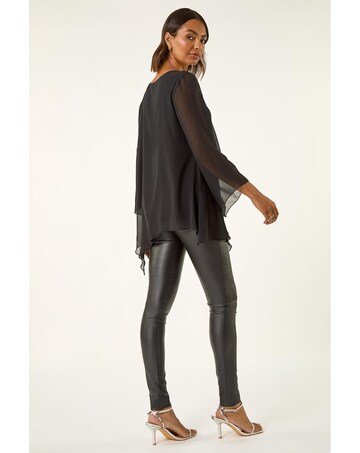 Roman Sparkly Asymmetric Chiffon Top