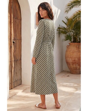Roman Geometric V-Neck Midi Dress