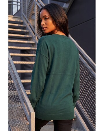 Roman V-Neck Stretch Longline Jumper
