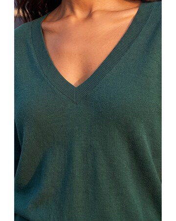 Roman V-Neck Stretch Longline Jumper