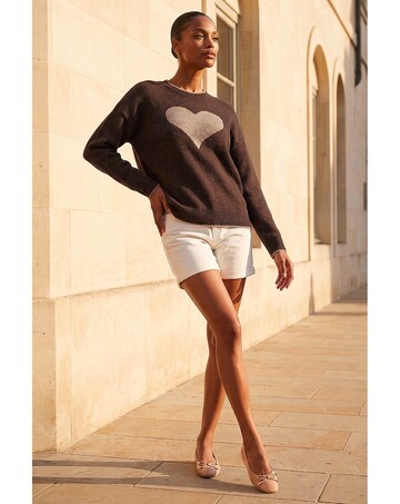 Roman Contrast Stitch Heart Jumper