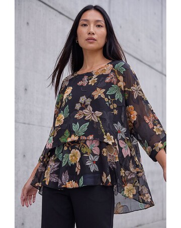 Roman Floral Print Overlay Top