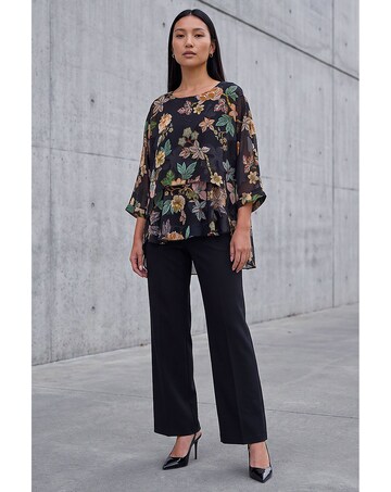 Roman Floral Print Overlay Top