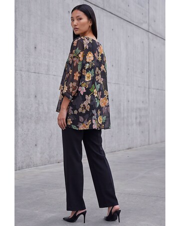 Roman Floral Print Overlay Top