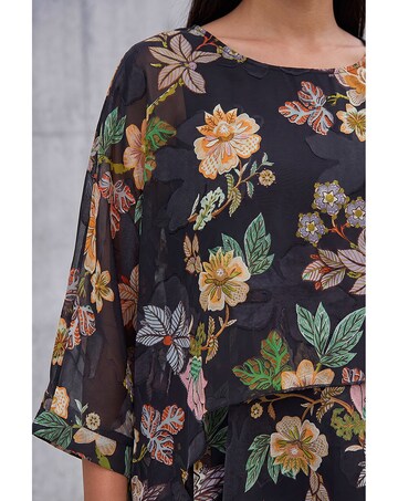 Roman Floral Print Overlay Top