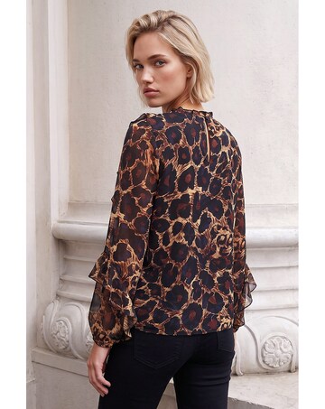 Roman Animal Print Ruffle Top
